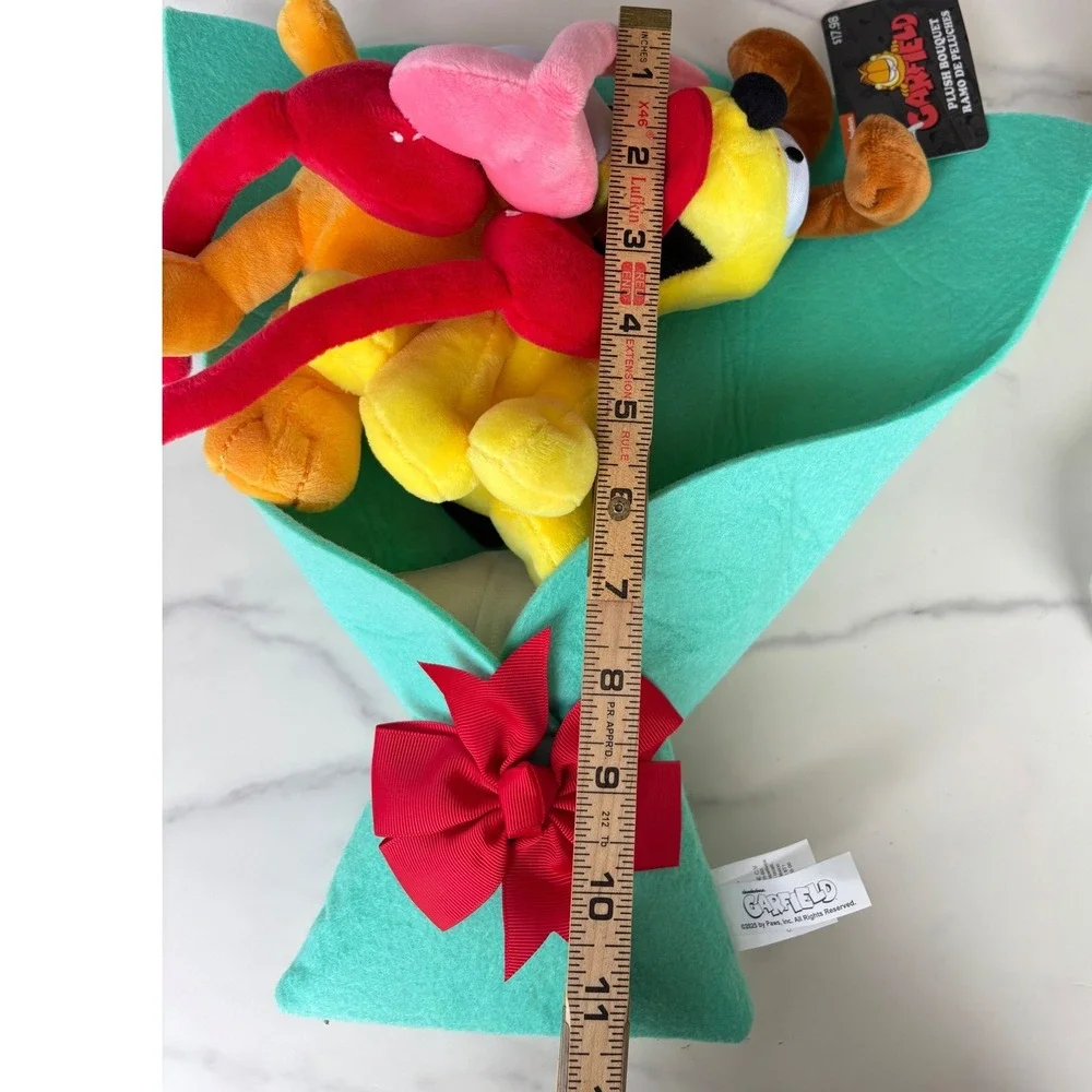 Garfield and Odie Plush Bouquet Teal‎ Felt Wrap Hearts Valentine Gift New